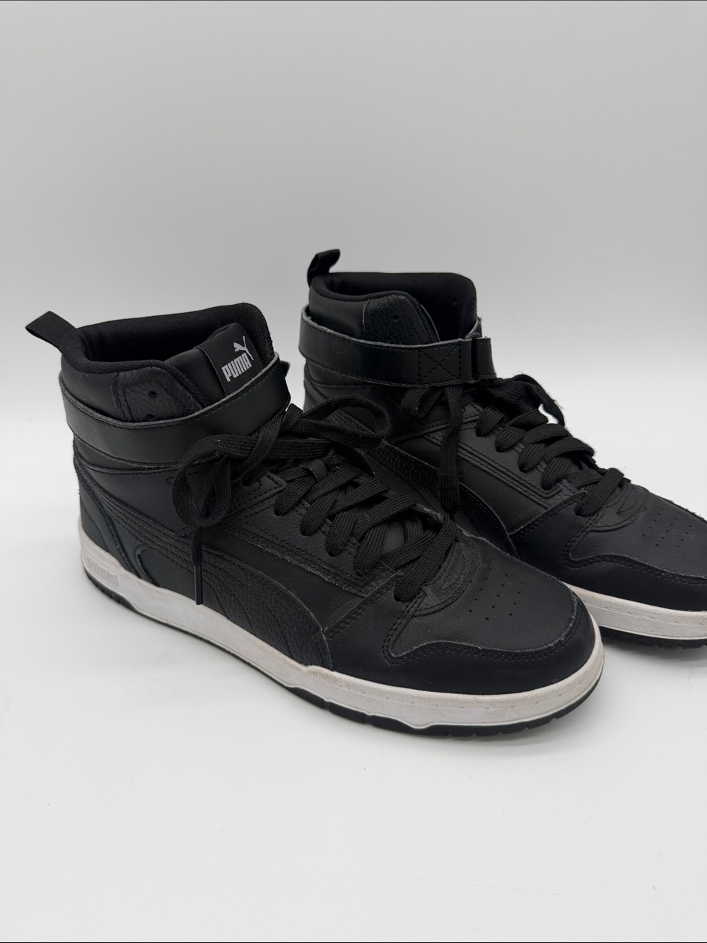 Puma Black High-Top Athletic Sneakers with White Midsole